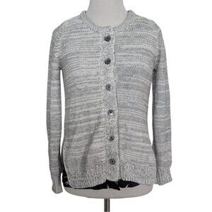 Field & Flower Marled Cardigan Womens Size Small Bird Print Button Front Sweater